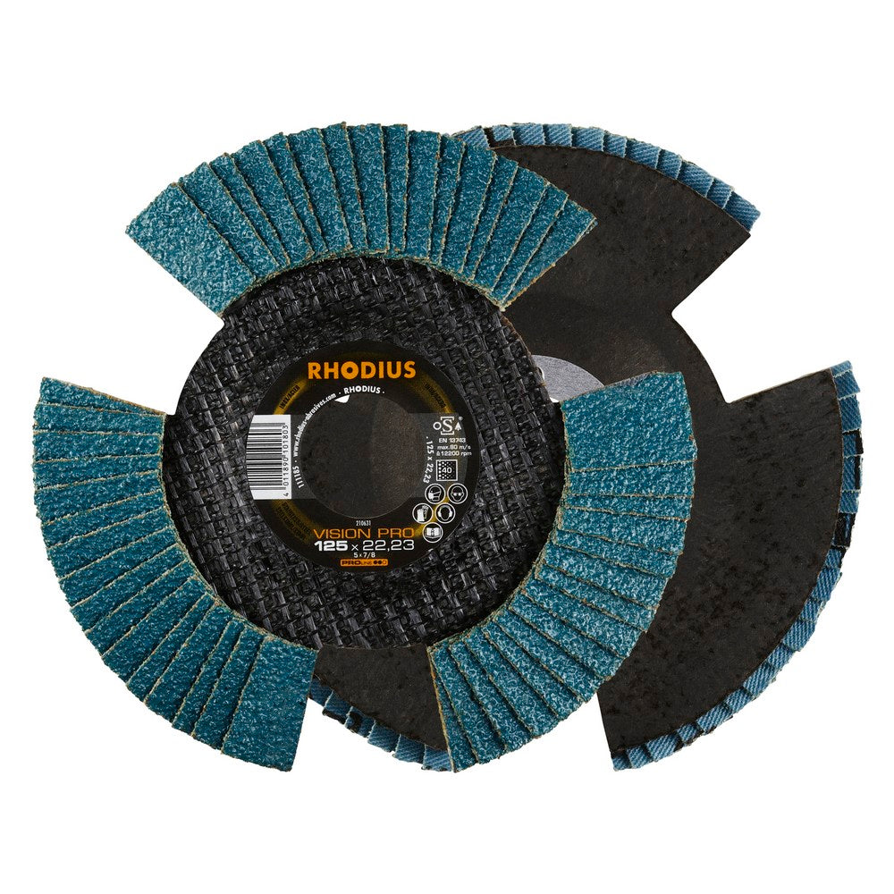 Rhodius Lamellenschleifscheibe V Konisch vision pro 125 x 22,23 mm K60 10 Stück – 210632