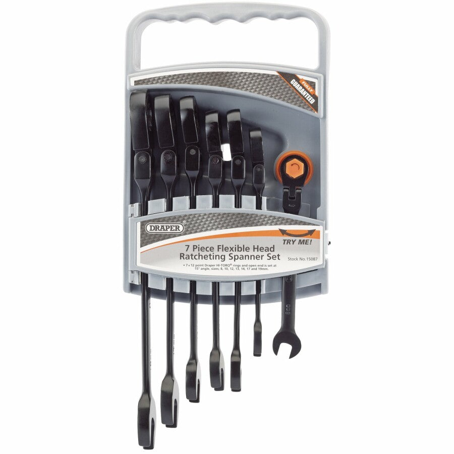 Draper Tools Maulschlüssel-Satz mit offener Ratsche, Flex, 7-teilig D15087